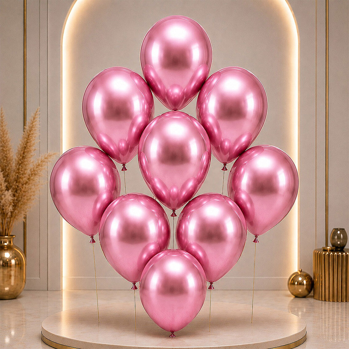 Pembe Renk Lateks krom Balon (45 cm) - 2 Adet - 2