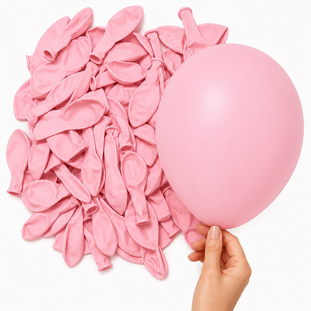 Pembe Renk Lateks makaron Balon (15 cm) - 10 Adet - 1
