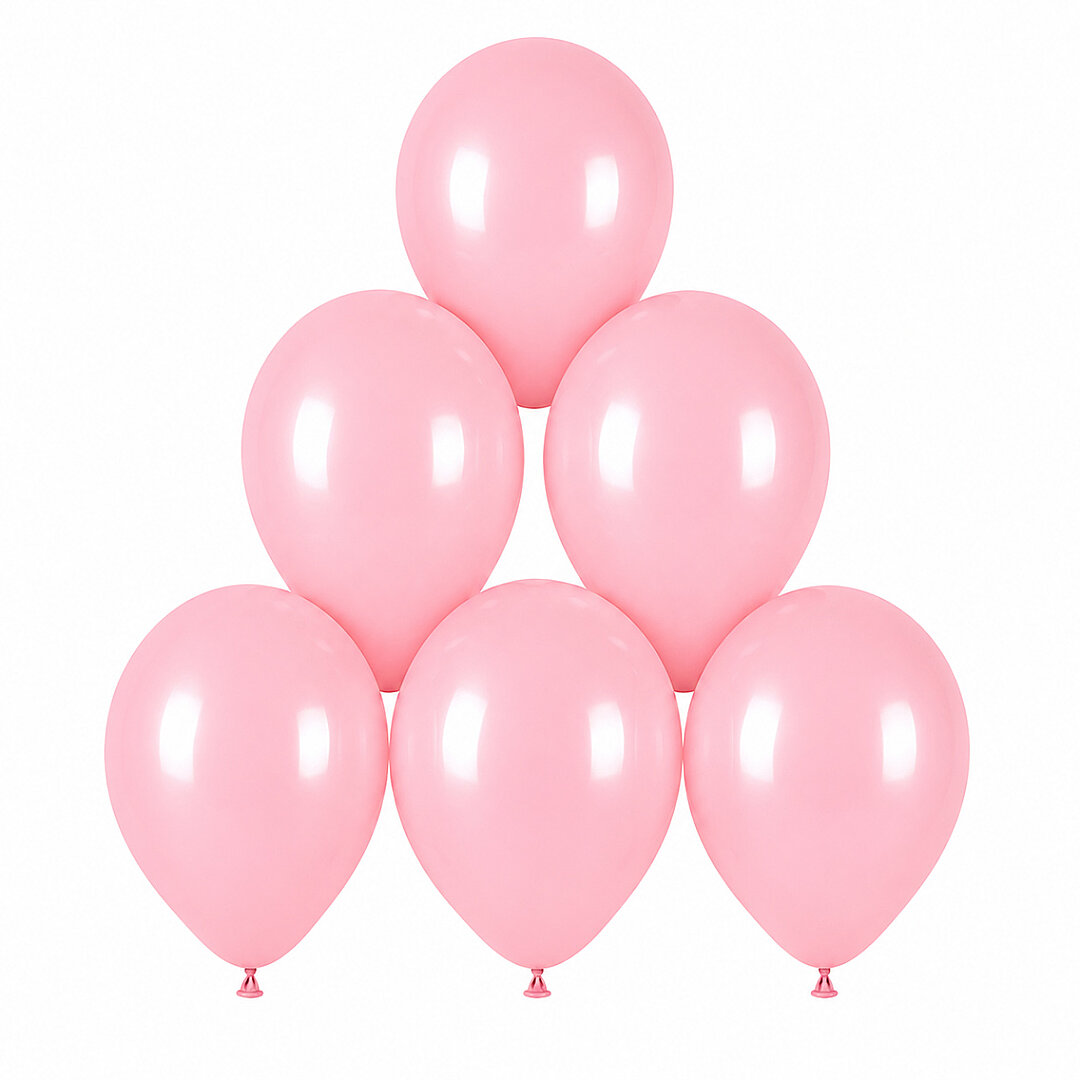 Pembe Renk Lateks makaron Balon (30 cm) - 6 Adet - 1