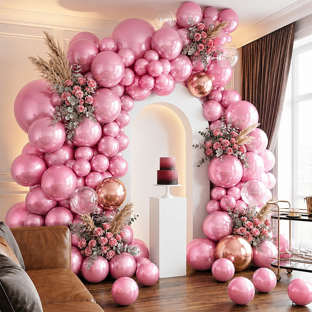 Pembe Renk Lateks Metalik Balon (30 cm) - 100 Adet - Beysüs