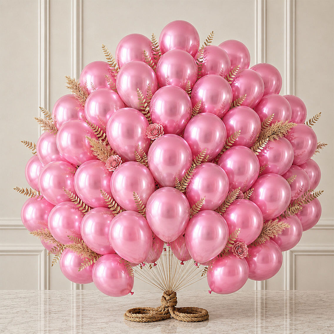 Pembe Renk Lateks Metalik Balon (30 cm) - 50 Adet - 1