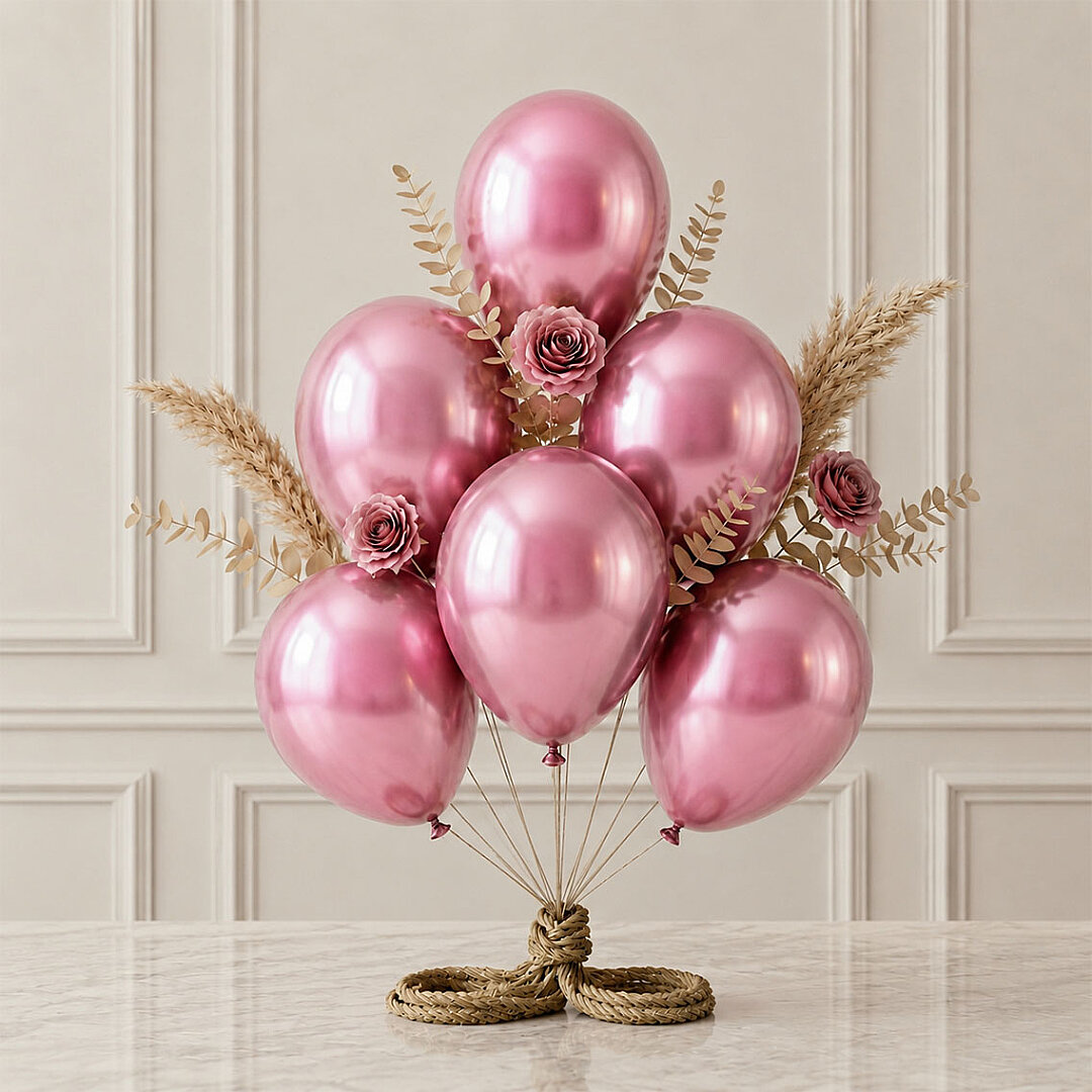 Pembe Renk Lateks Metalik Balon (30 cm) - 6 Adet - Beysüs