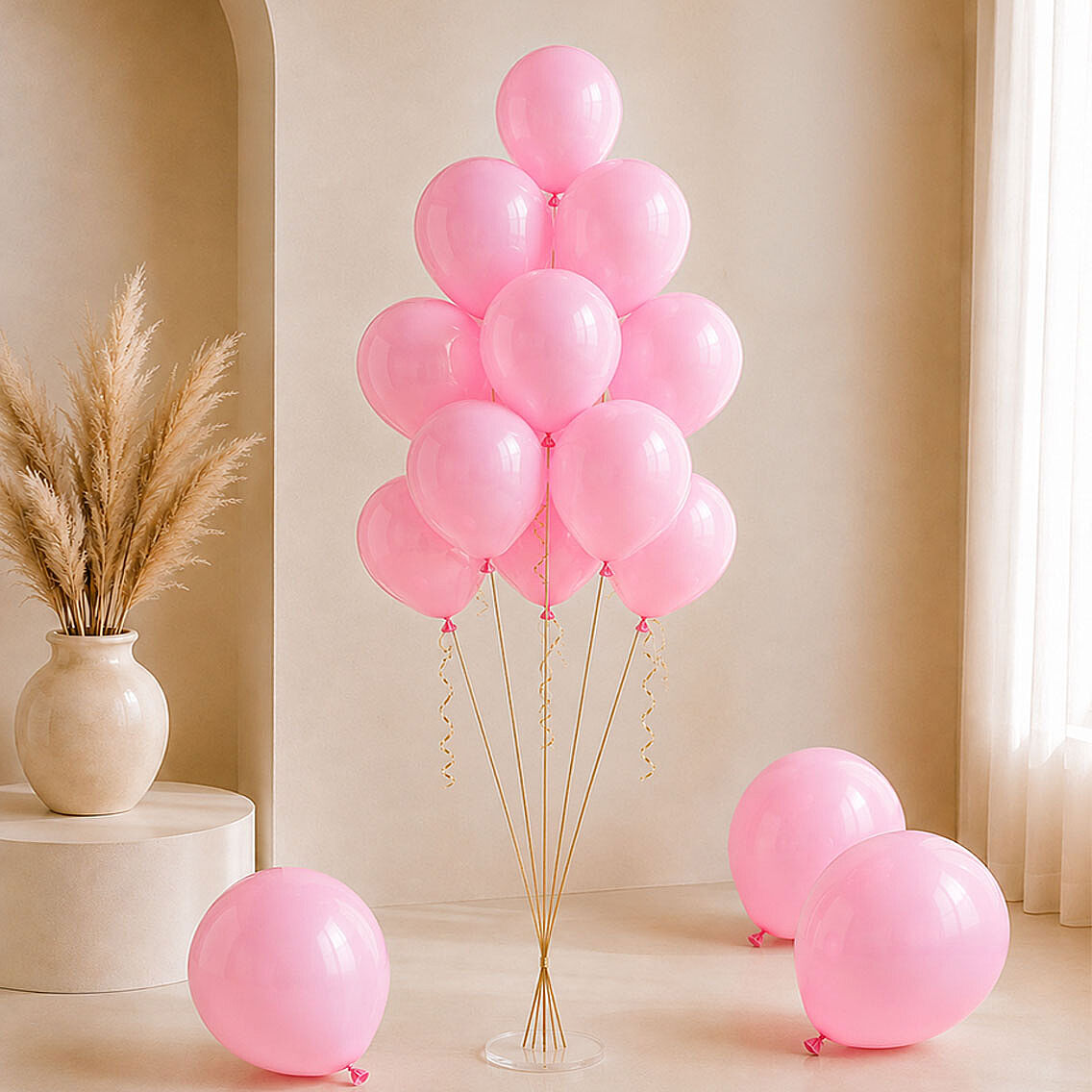 Pembe Renk Lateks Pastel Balon (30 cm) - 6 Adet - 2