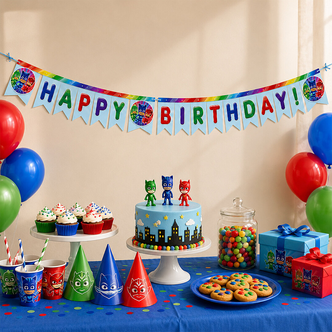 Pj Mask Temalı Happy Birthday Banner - 2
