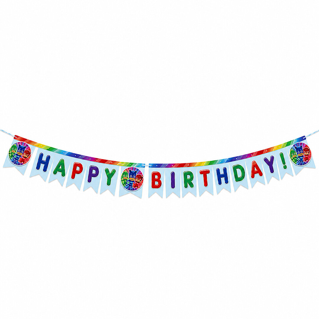 Pj Mask Temalı Happy Birthday Banner - 1