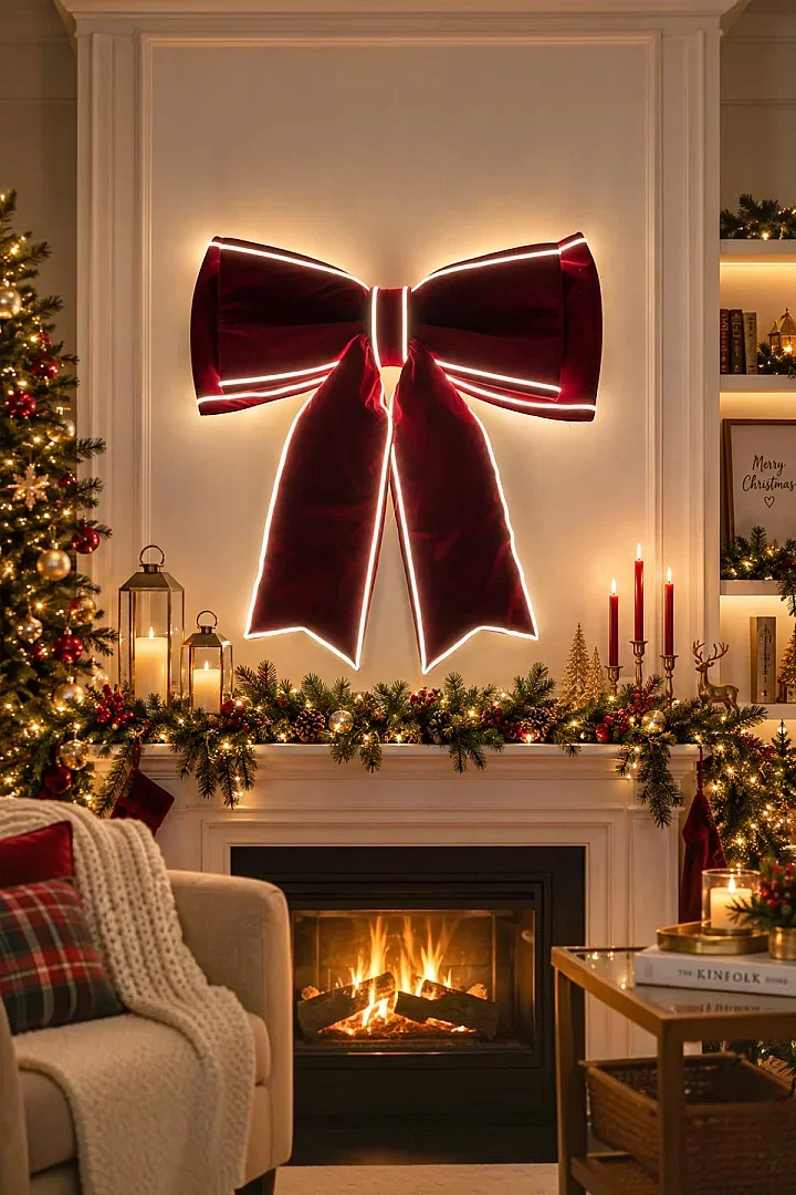 Premium LED Işıklı Kadife Yılbaşı Fiyonku - Beysüs