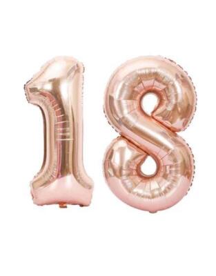 Rakam Folyo Balon 18 On Sekiz Yaş Rose Gold - 1