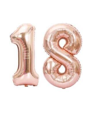 Rakam Folyo Balon 18 On Sekiz Yaş Rose Gold - 1