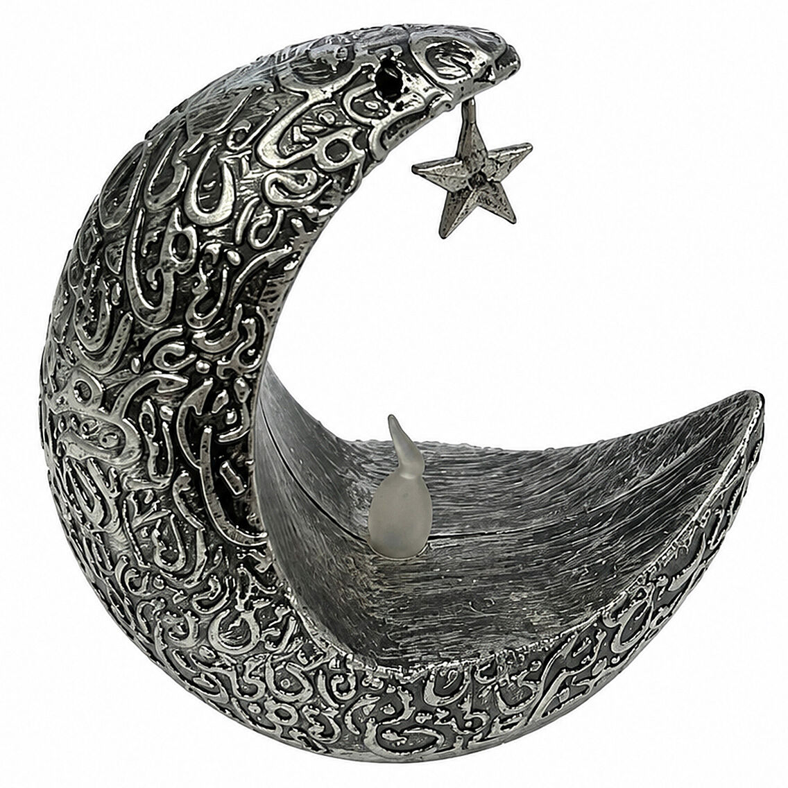 Ramazan Temalı Ay Şeklinde Masa Süsü Gümüş 10x10 cm - 2