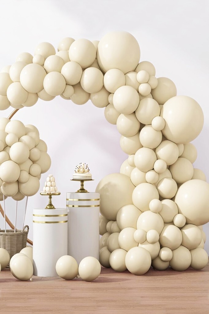 Retro Deniz Kumu Balon Bej 20 adet 12inç - 1