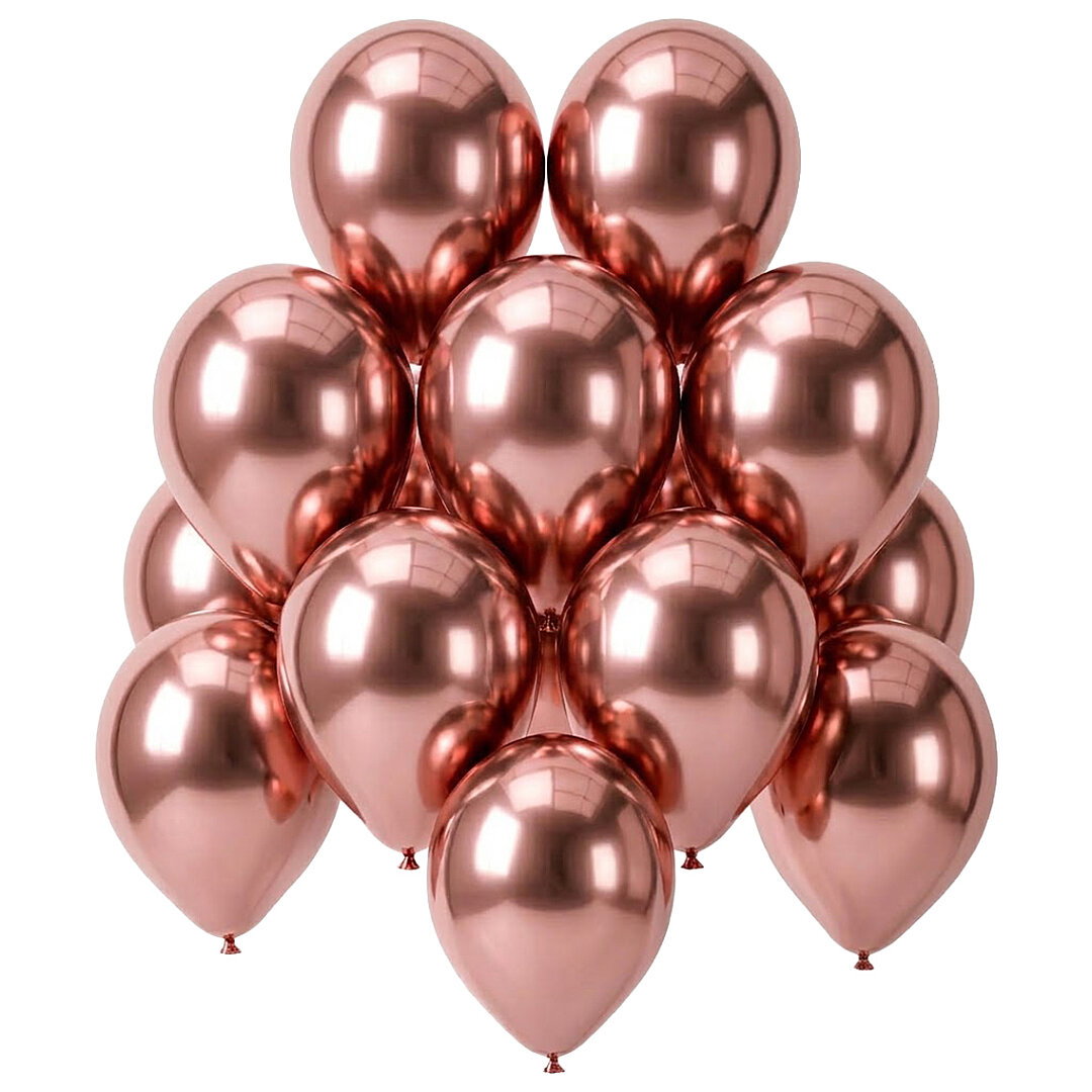 Rose Gold Renk Lateks krom Balon (30 cm) - 12 Adet - Beysüs