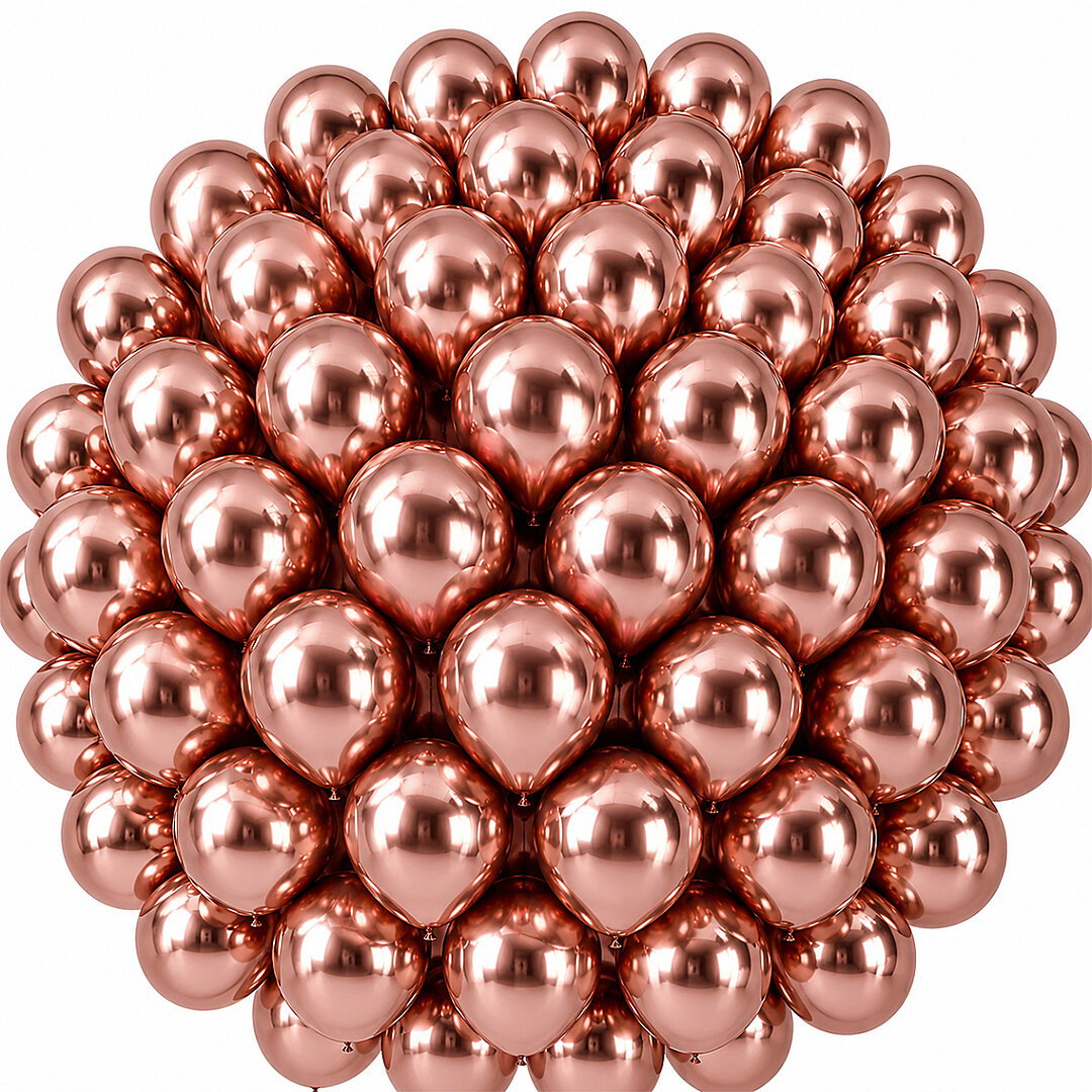 Rose Gold Renk Lateks krom Balon (30 cm) - 50 Adet - Beysüs