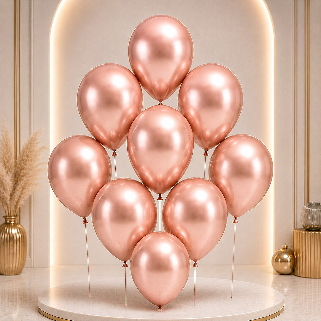 Rose Gold Renk Lateks krom Balon (30 cm) - 6 Adet - 2