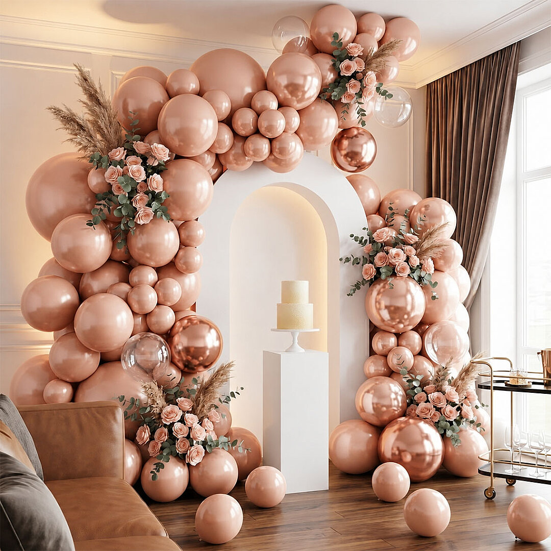 Rose Gold Renk Lateks Metalik Balon (30 cm) - 100 Adet - Beysüs