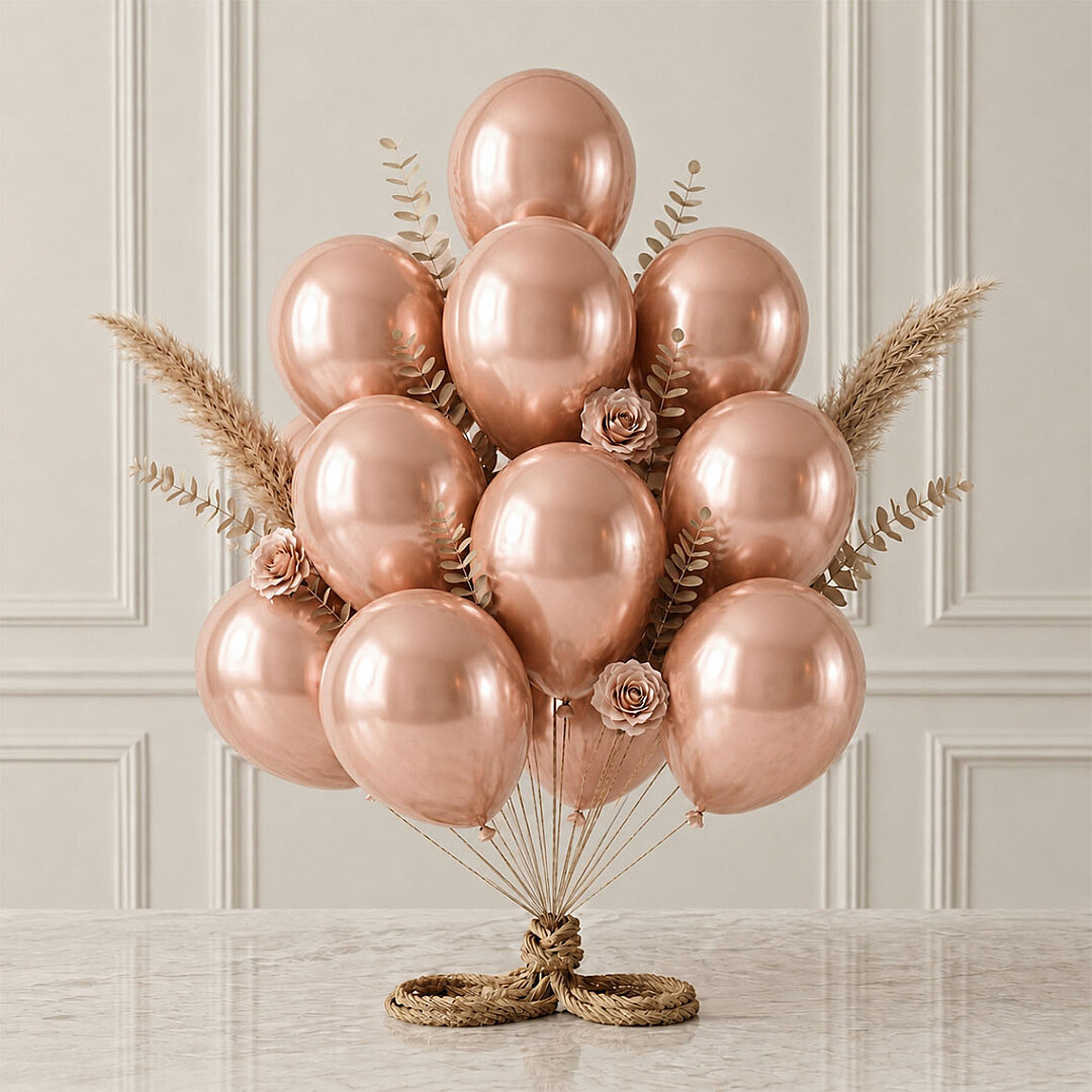 Rose Gold Renk Lateks Metalik Balon (30 cm) - 12 Adet - 1