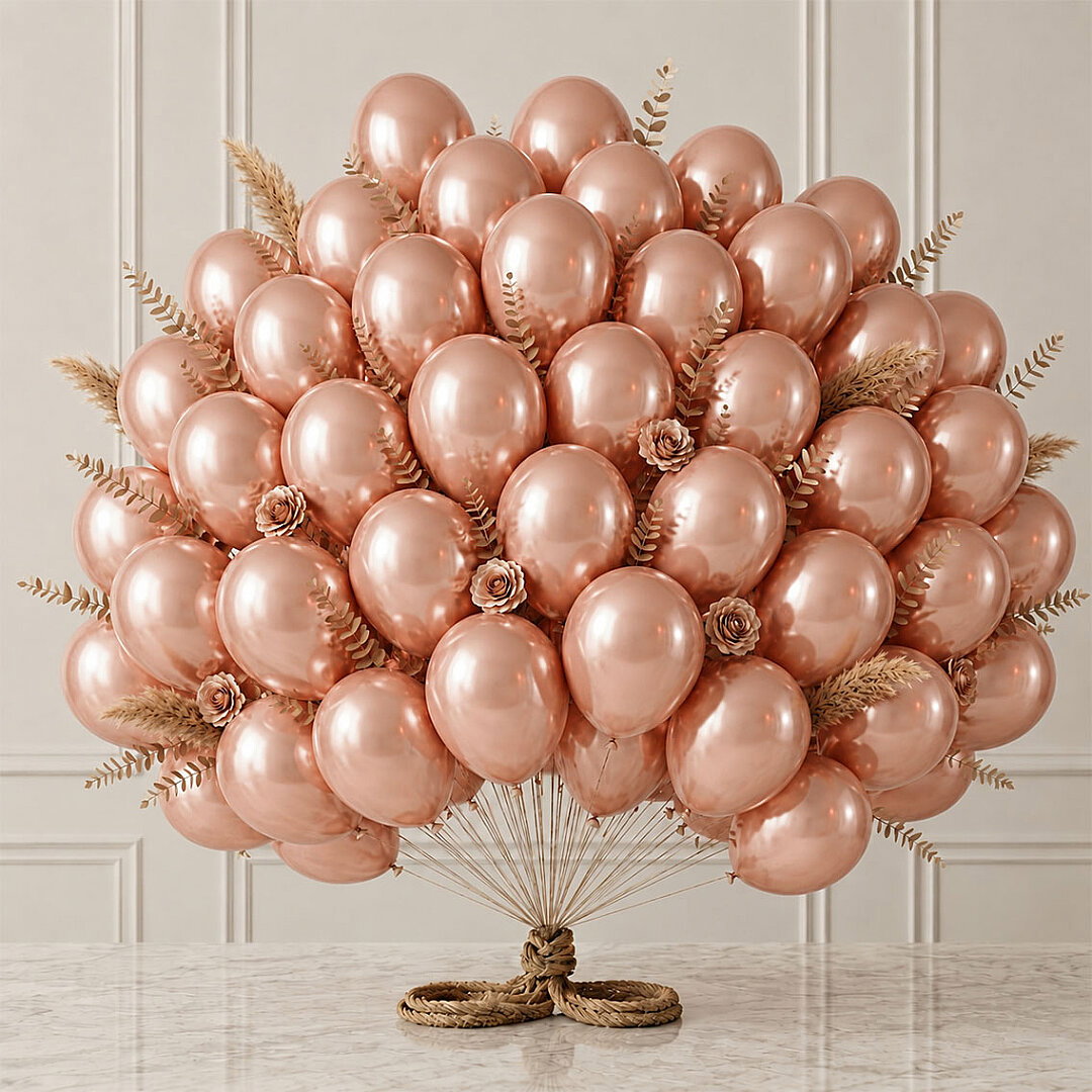 Rose Gold Renk Lateks Metalik Balon (30 cm) - 50 Adet - Beysüs