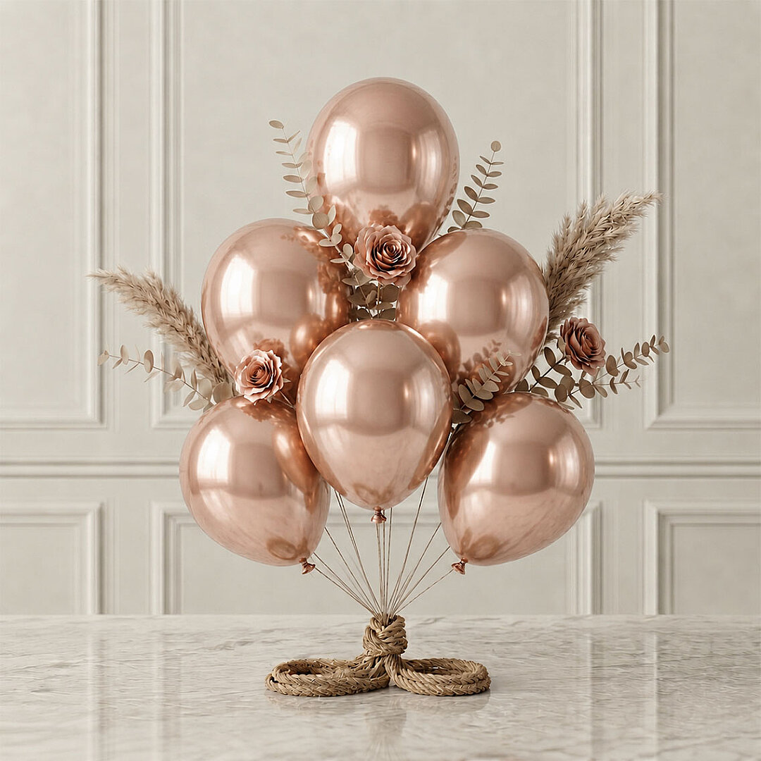 Rose Gold Renk Lateks Metalik Balon (30 cm) - 6 Adet - Beysüs
