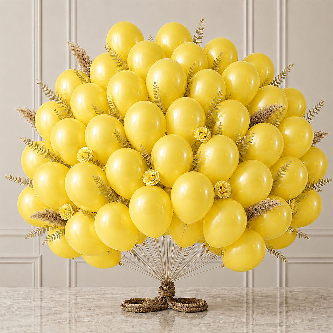 Sarı Renk Lateks Metalik Balon (30 cm) - 50 Adet - Beysüs