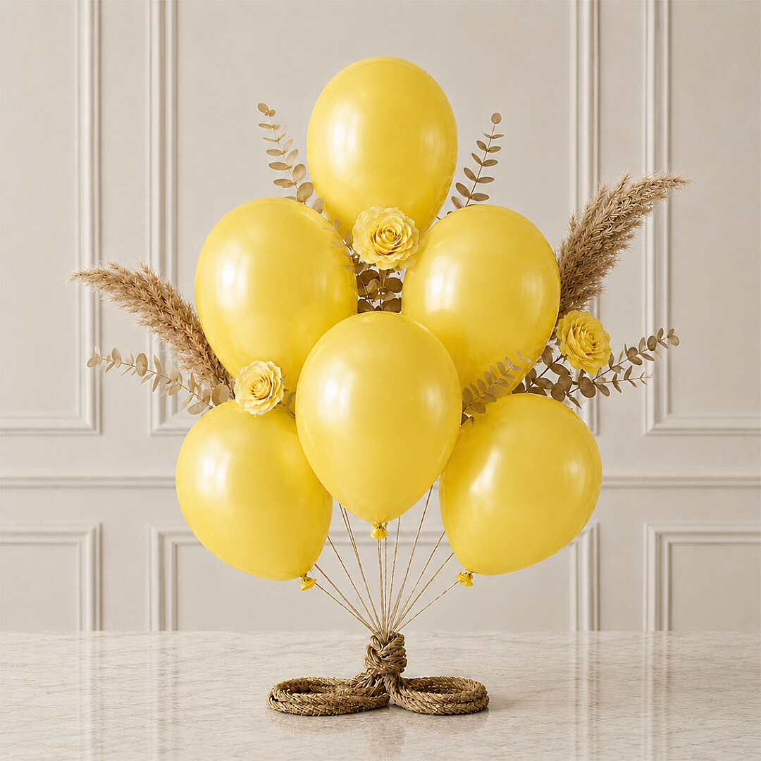 Sarı Renk Lateks Metalik Balon (30 cm) - 6 Adet - Beysüs