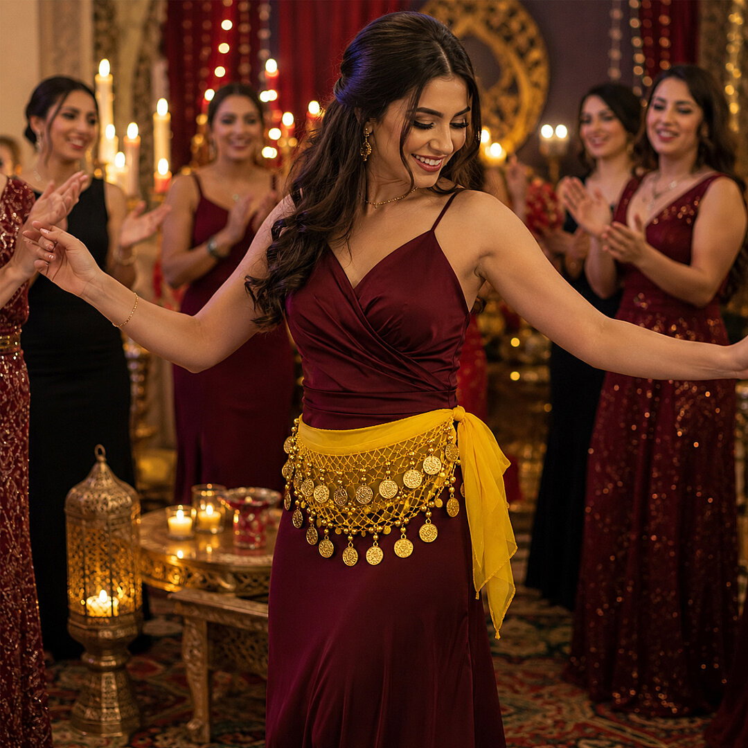 Sarı Shakira Kemeri (Oryantal Dans Kemeri - Kına Gecesi Zilli Kemer) - 2