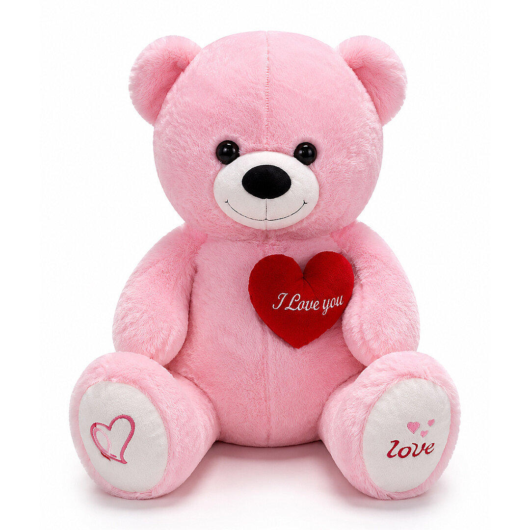 Sevgililer Günü Hediyelik Peluş Ayıcık 50 cm Pembe - Beysüs