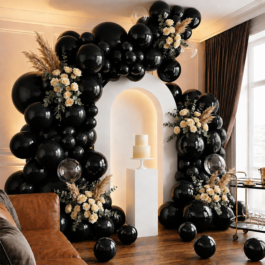 Siyah Renk Lateks Metalik Balon (30 cm) - 100 Adet - 1