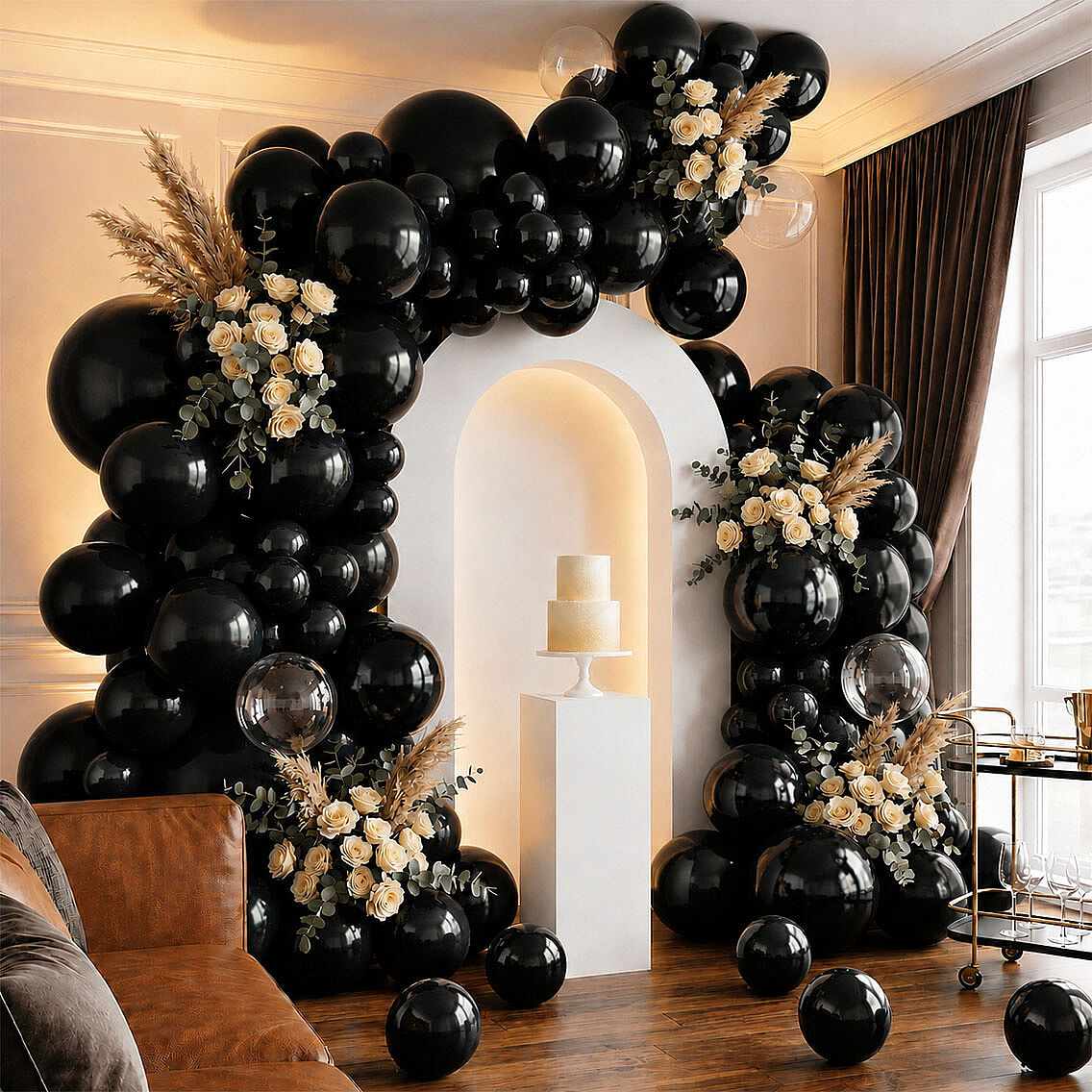 Siyah Renk Lateks Metalik Balon (30 cm) - 100 Adet - 1