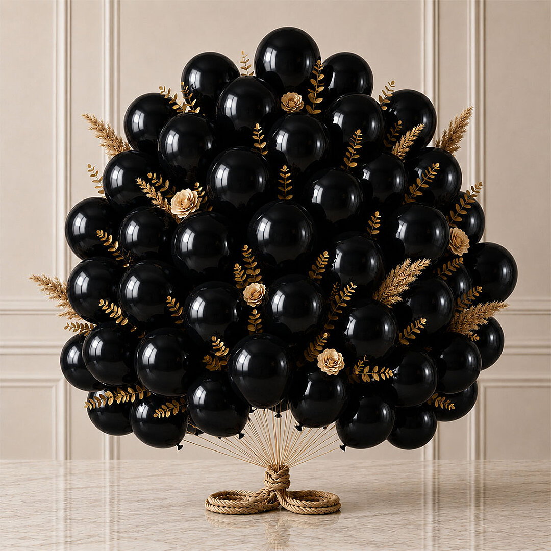 Siyah Renk Lateks Metalik Balon (30 cm) - 50 Adet - Beysüs