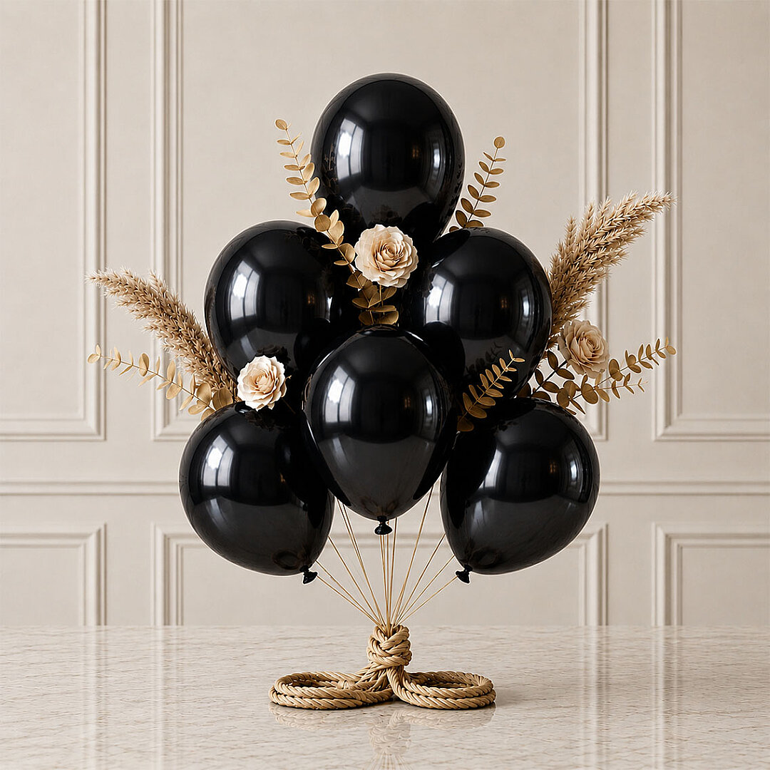 Siyah Renk Lateks Metalik Balon (30 cm) - 6 Adet - Beysüs