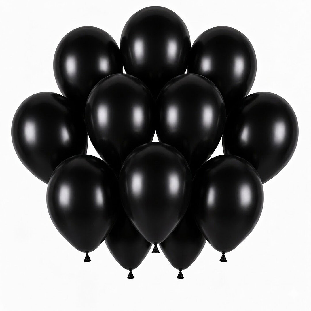 Siyah Renk Lateks Pastel Balon (30 cm) - 12 Adet - 1