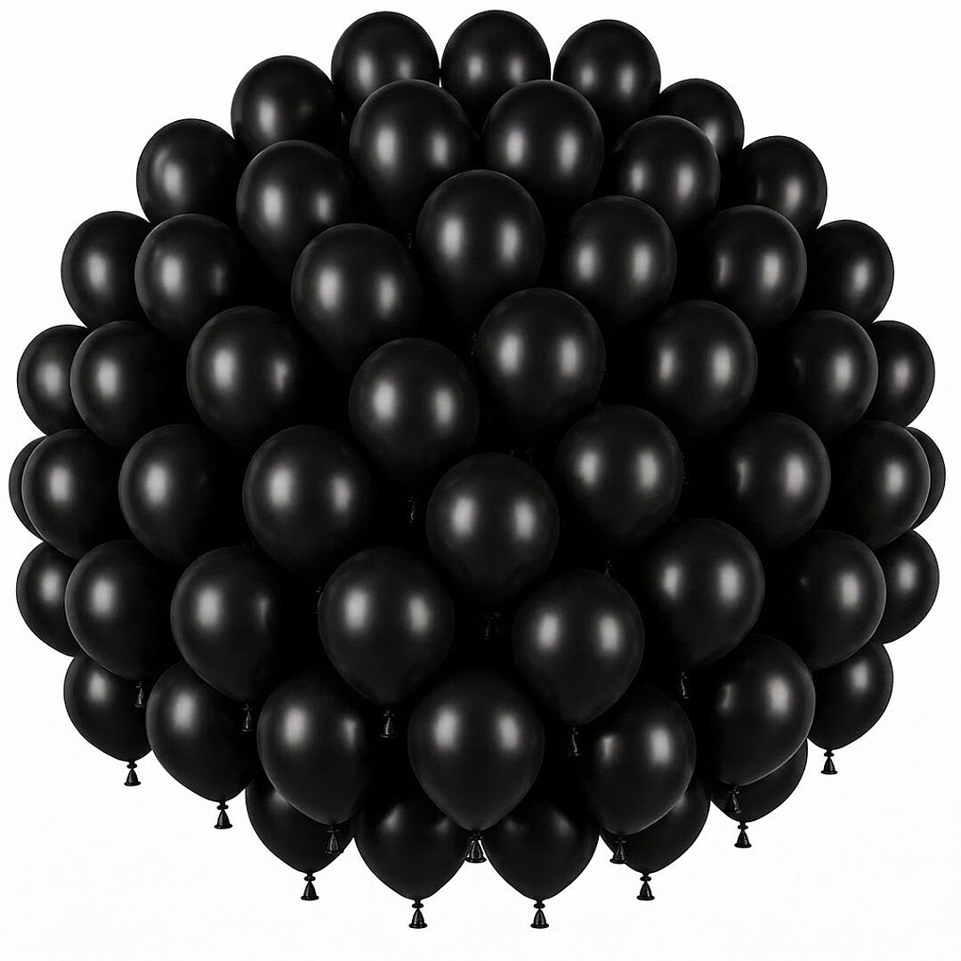 Siyah Renk Lateks Pastel Balon (30 cm) - 50 Adet - 1