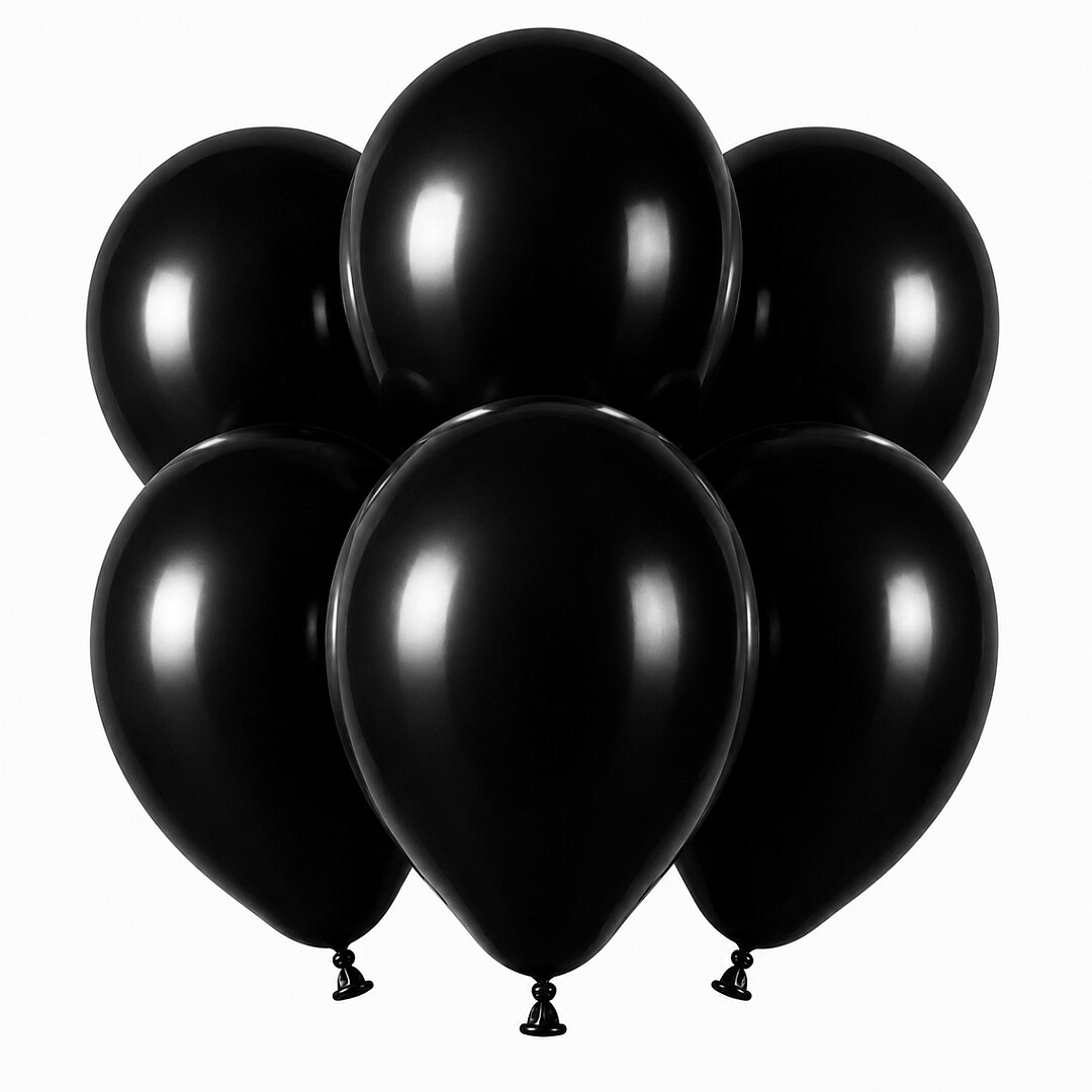 Siyah Renk Lateks Pastel Balon (30 cm) - 6 Adet - Beysüs
