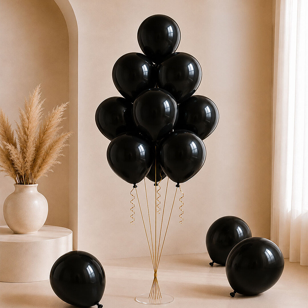 Siyah Renk Lateks Pastel Balon (30 cm) - 6 Adet - 2