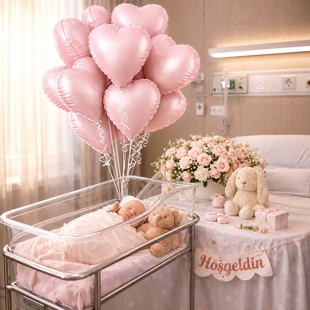 Soft Pembe Retro Kalp Folyo Balon 18 Inç 5 Adet - 2