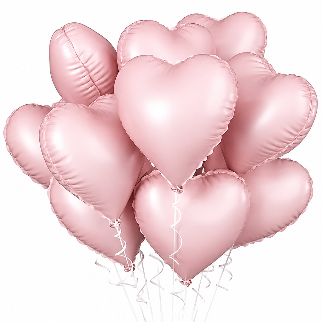 Soft Pembe Retro Kalp Folyo Balon 18 Inç 5 Adet - 1