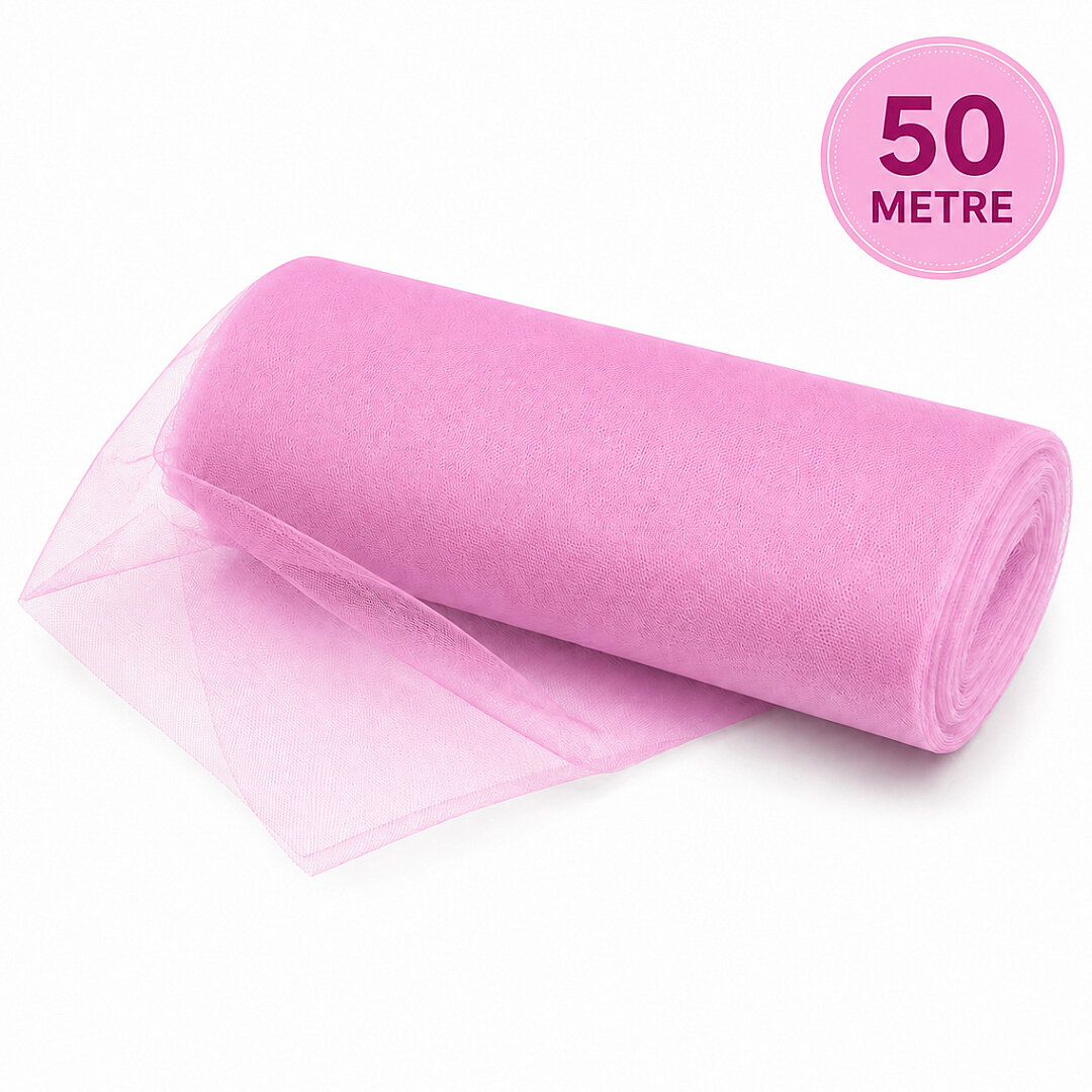 Süsleme Tülü Pembe Kristal Tül 50 m - Beysüs