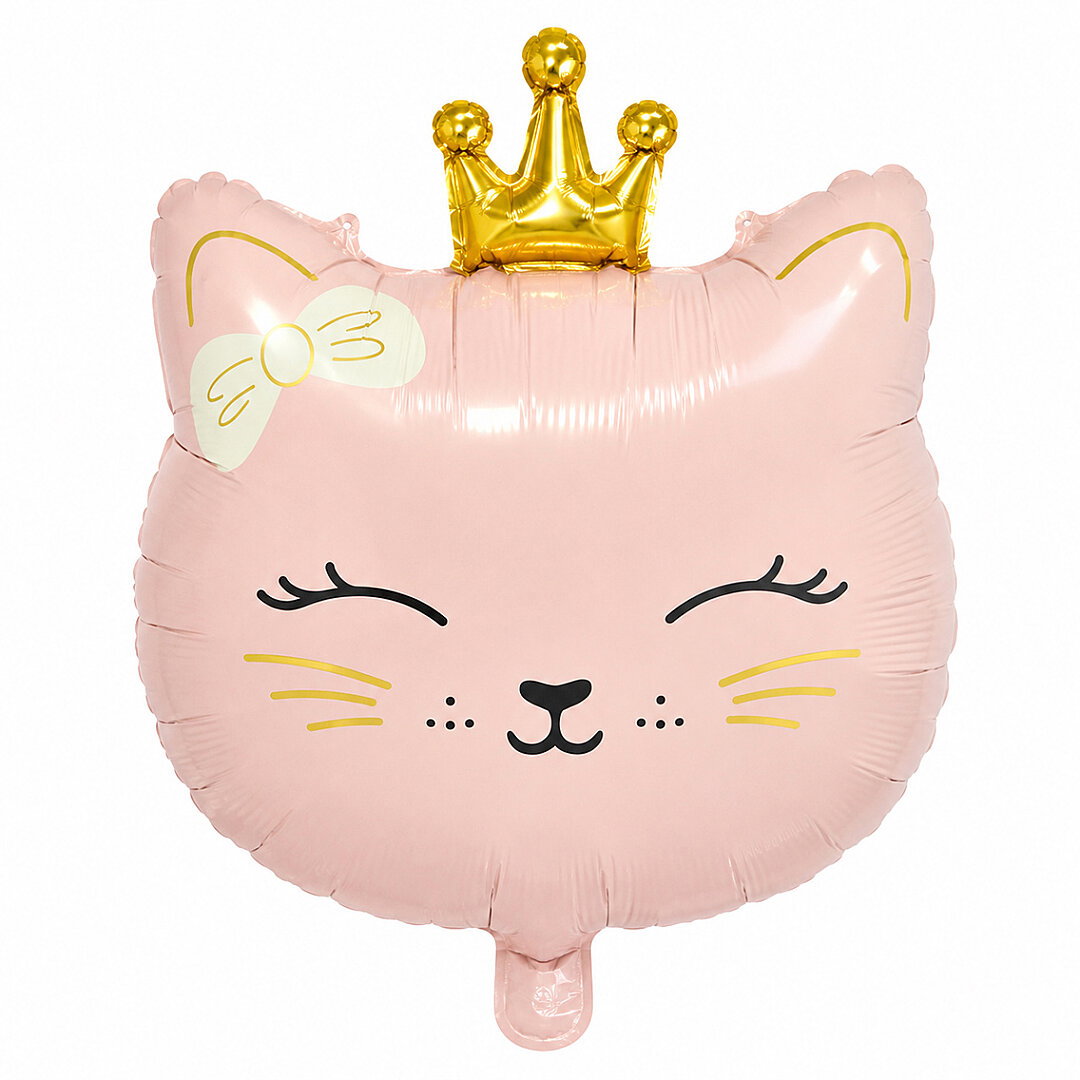 Taçlı Kedi Pembe Folyo Balon - Beysüs