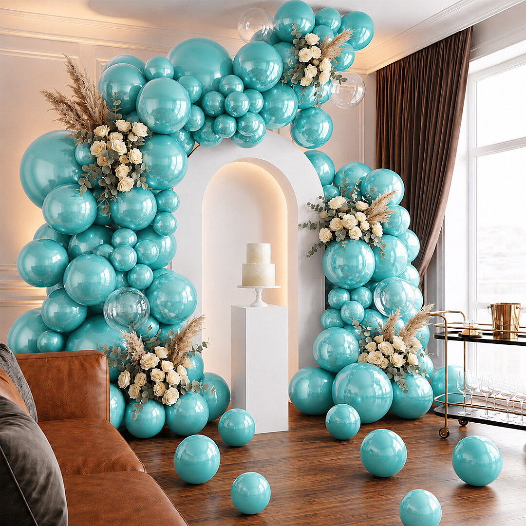Turkuaz Renk Lateks Metalik Balon (30 cm) - 100 Adet - Beysüs