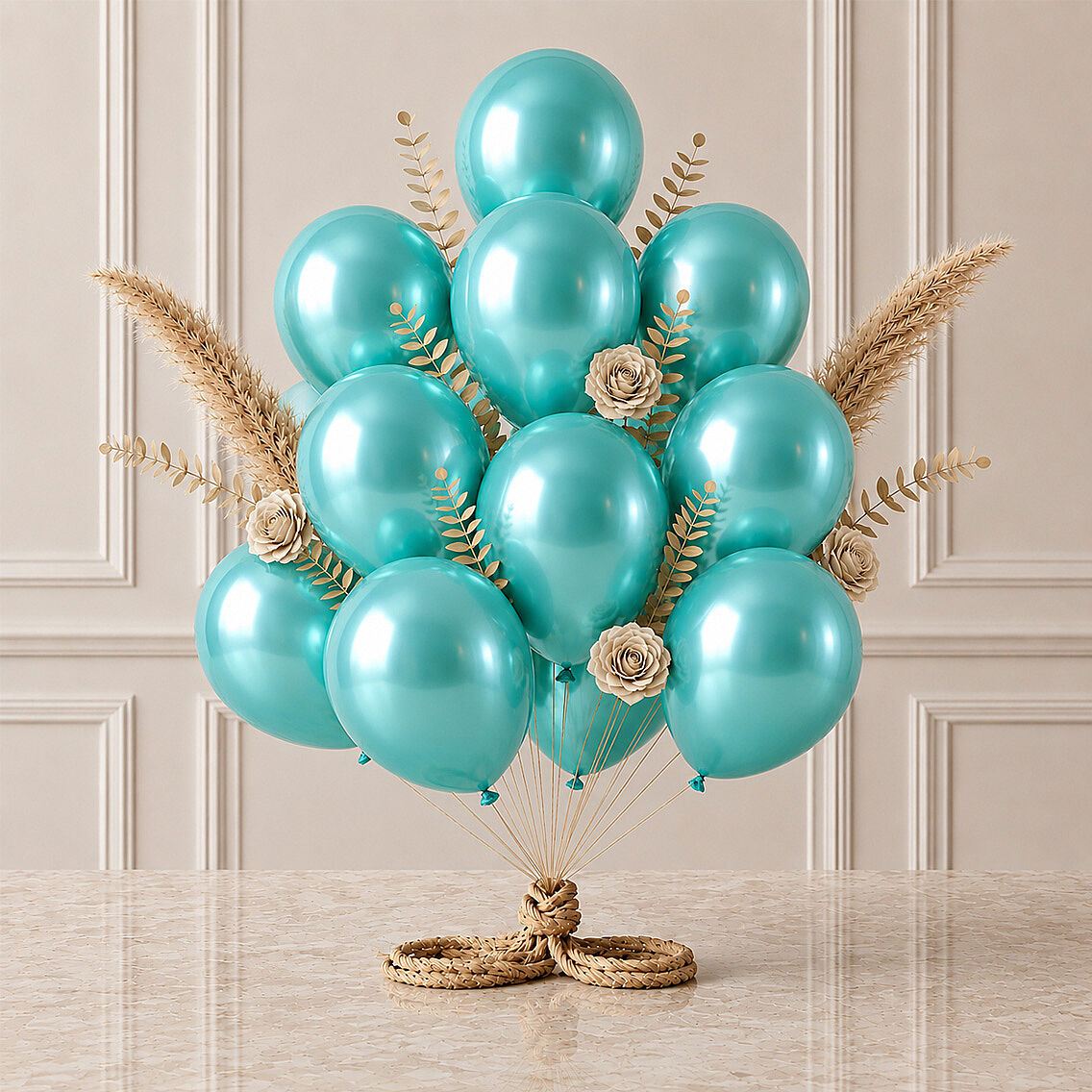 Turkuaz Renk Lateks Metalik Balon (30 cm) - 12 Adet - 1