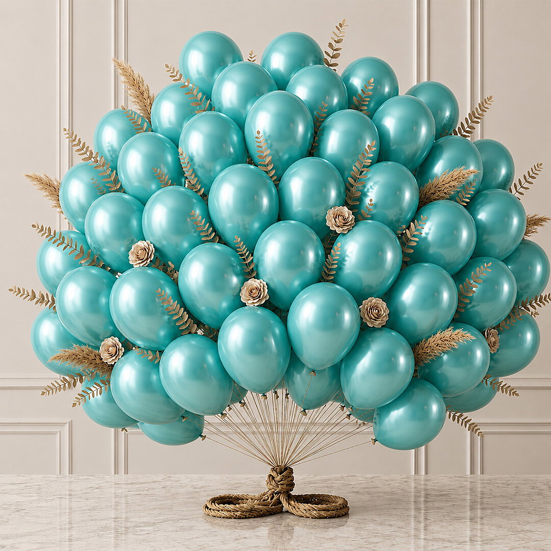 Turkuaz Renk Lateks Metalik Balon (30 cm) - 50 Adet - Beysüs