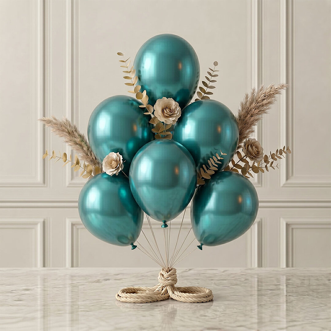 Turkuaz Renk Lateks Metalik Balon (30 cm) - 6 Adet - 1