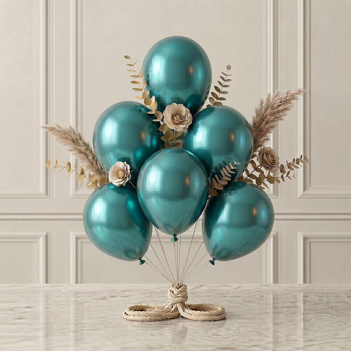Turkuaz Renk Lateks Metalik Balon (30 cm) - 6 Adet - 1