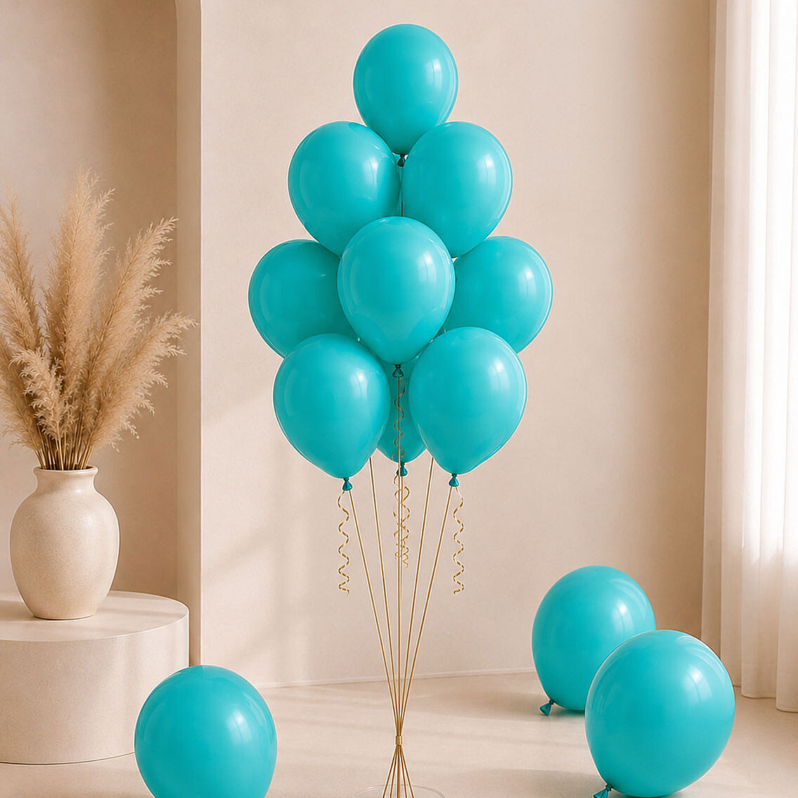 Turkuaz Renk Lateks Pastel Balon (30 cm) - 6 Adet - 2