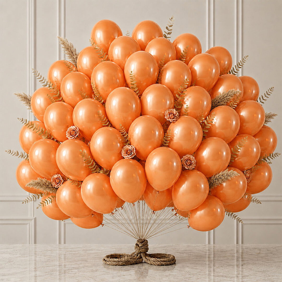 Turuncu Renk Lateks Metalik Balon (30 cm) - 50 Adet - Beysüs