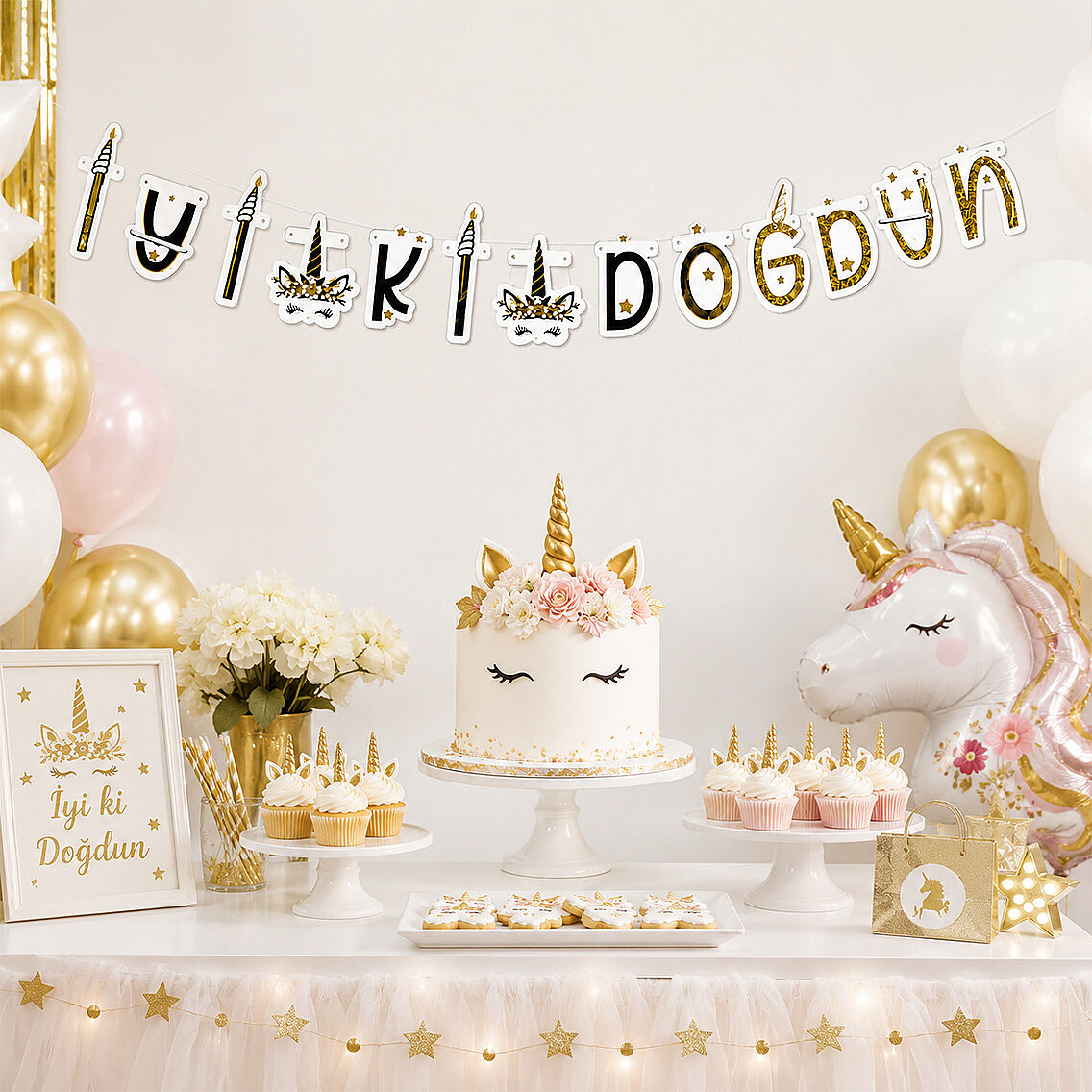 Unicorn Temalı Happy Birthday Banner - 2