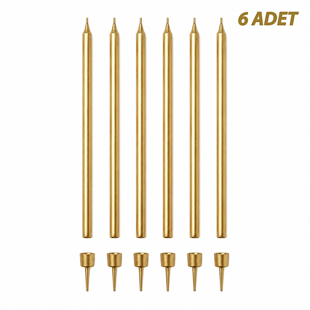Uzun 6'lı Mum Gold - 1