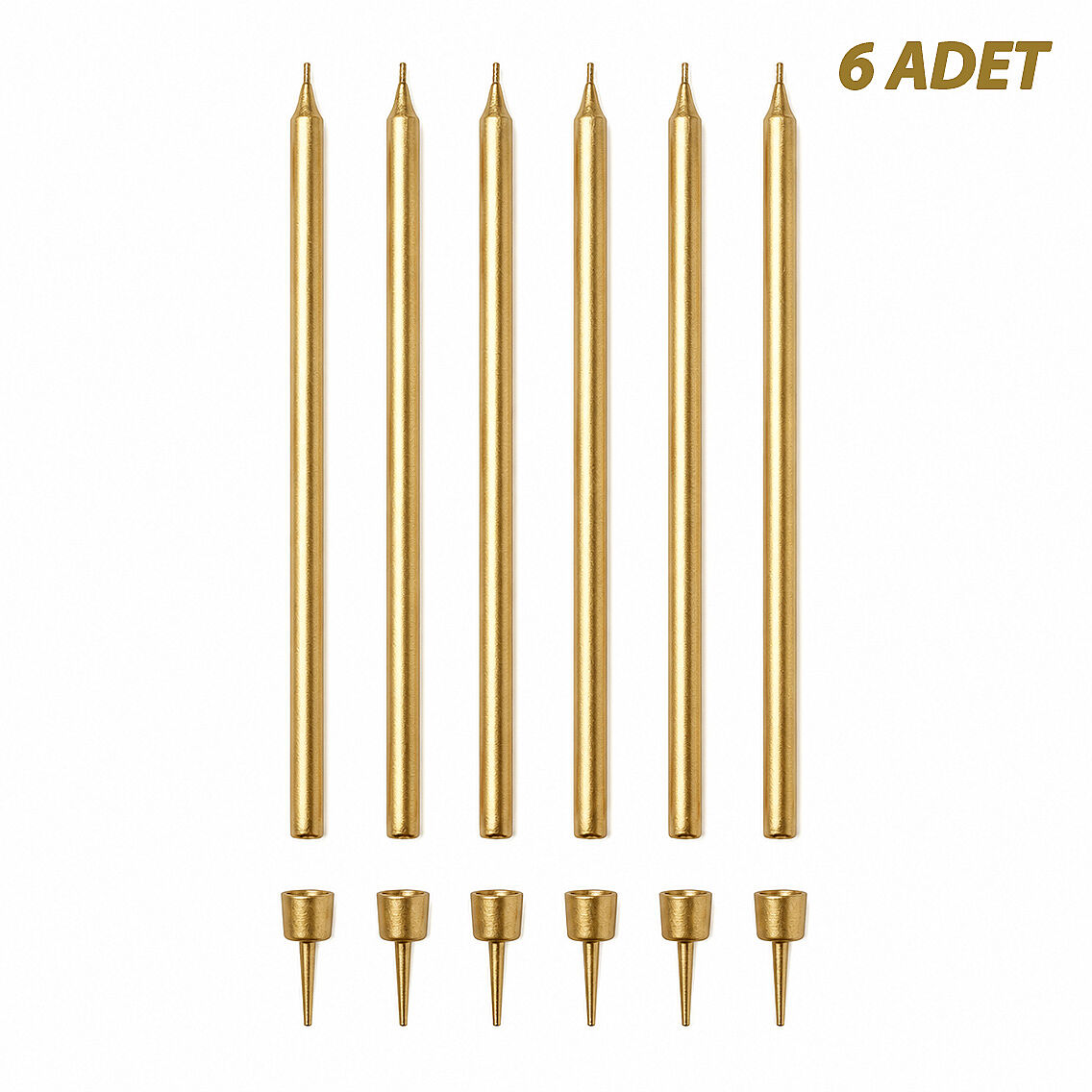 Uzun 6'lı Mum Gold - 1
