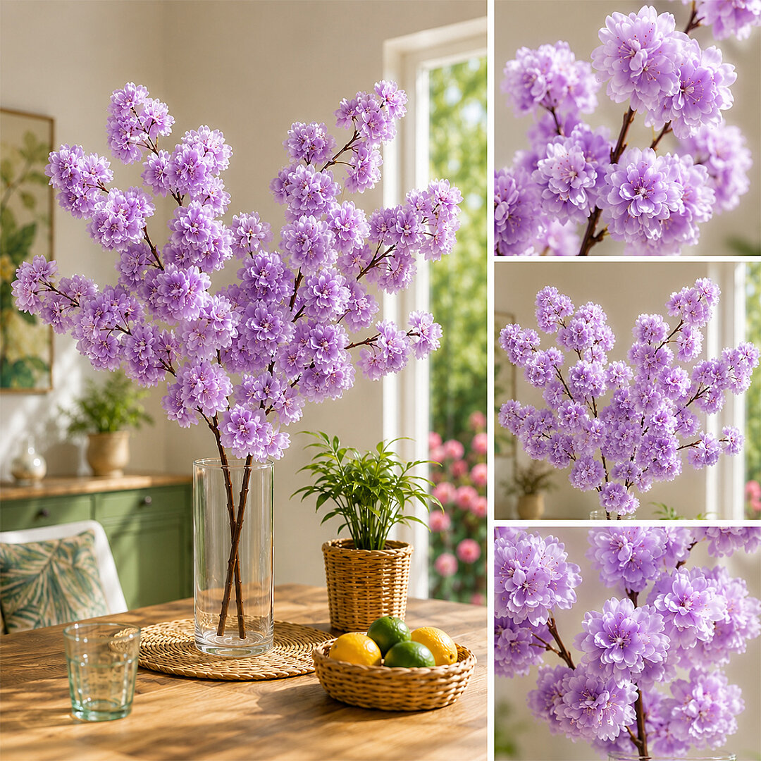 Yapay Çiçek Bahar Dalı 90 cm Lila - 3