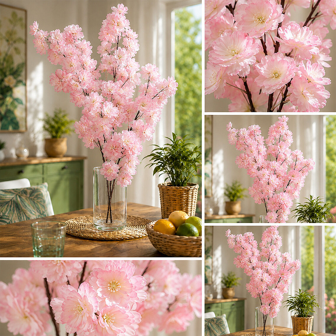 Yapay Çiçek Bahar Dalı 90 cm Pembe - 3