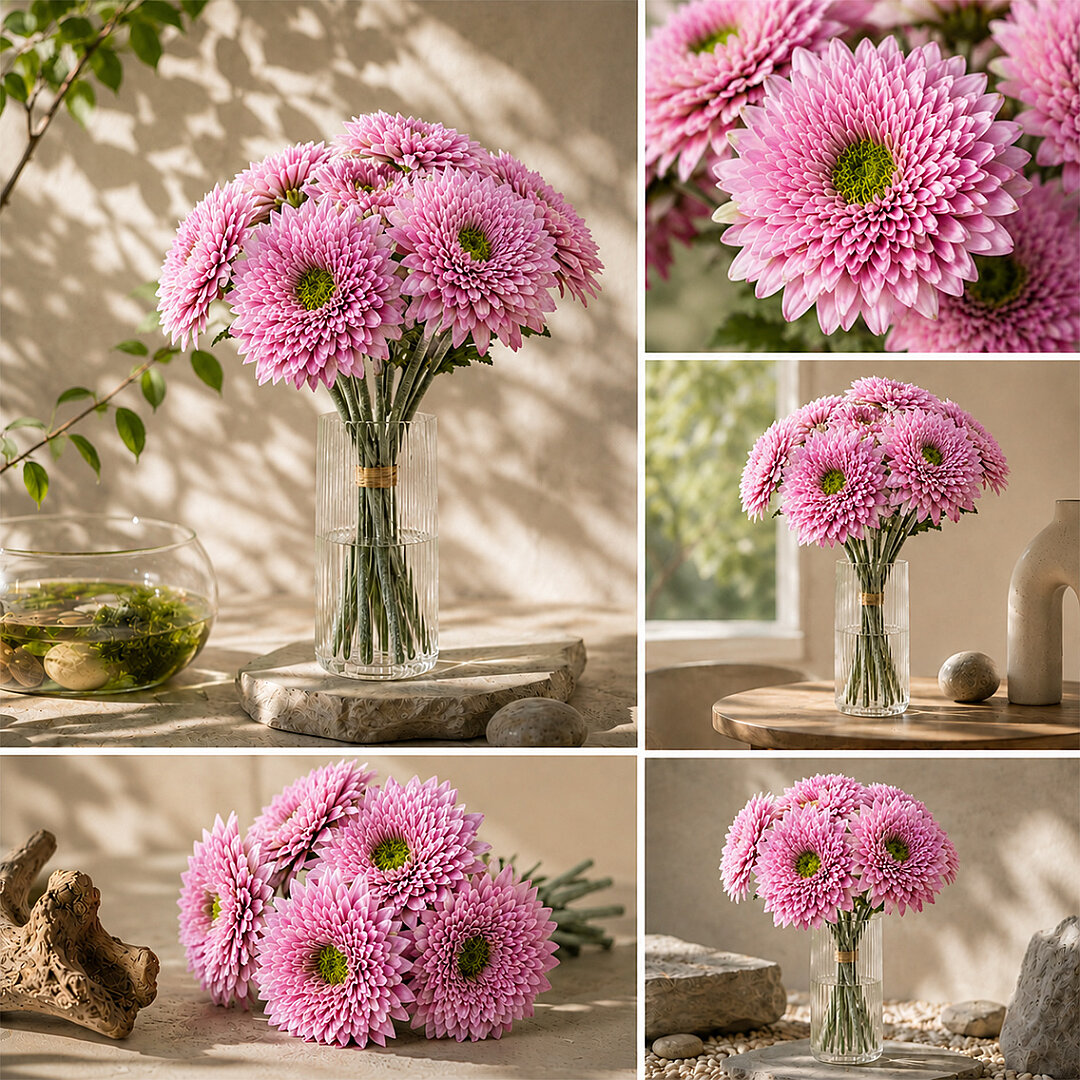 Yapay Çiçek Kasımpatı Buketi 49 cm Lila - 3